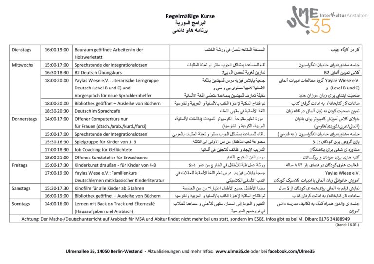 Holzwerkstatt, Frauenforum und eine Lesung – Programm bis Ende Februar